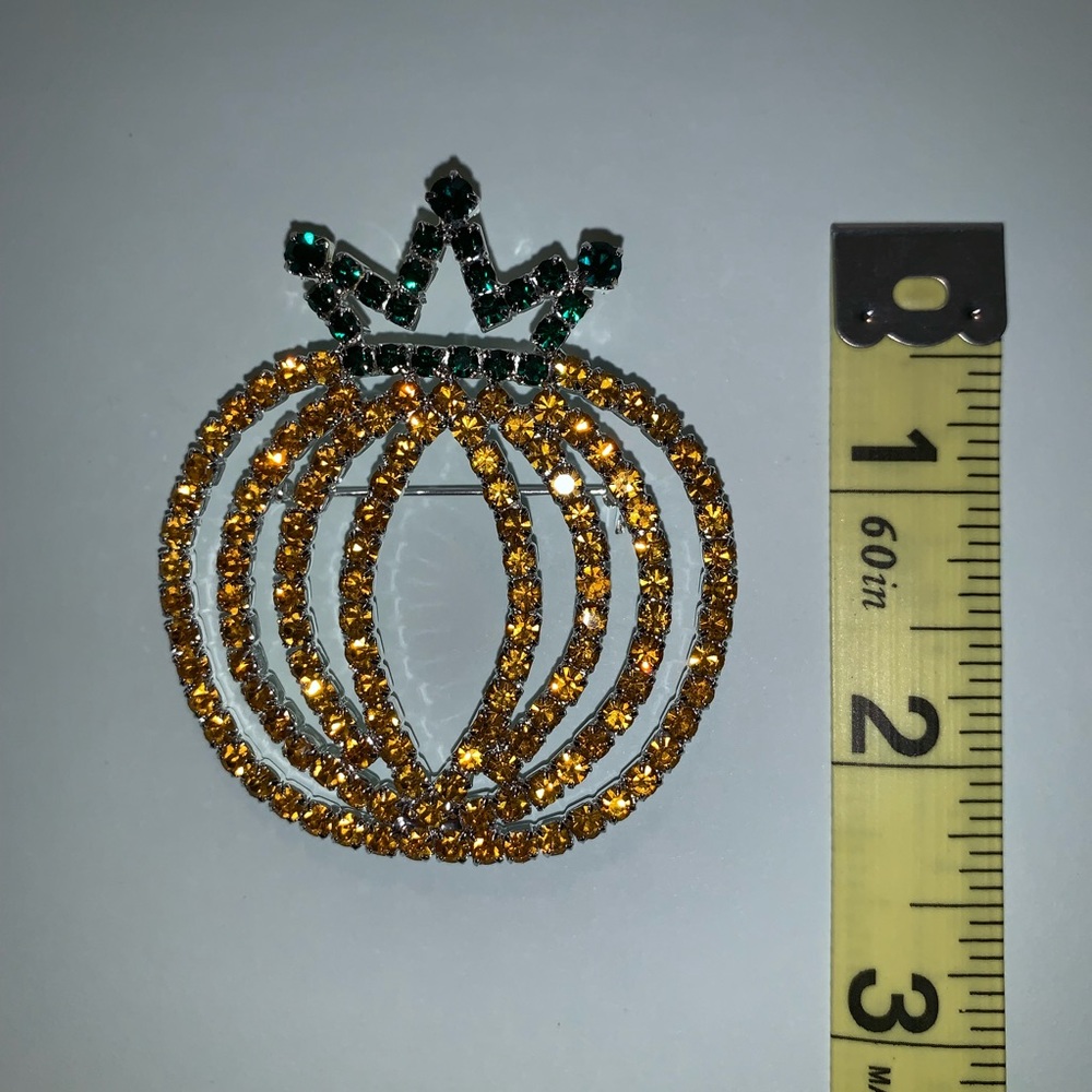 New - Rhinestone Pumpkin pin - Picture 3 of 5